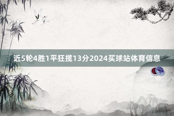 近5轮4胜1平狂揽13分2024买球站体育信息