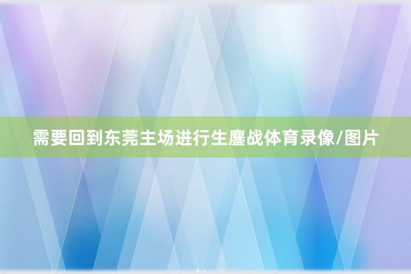 需要回到东莞主场进行生鏖战体育录像/图片