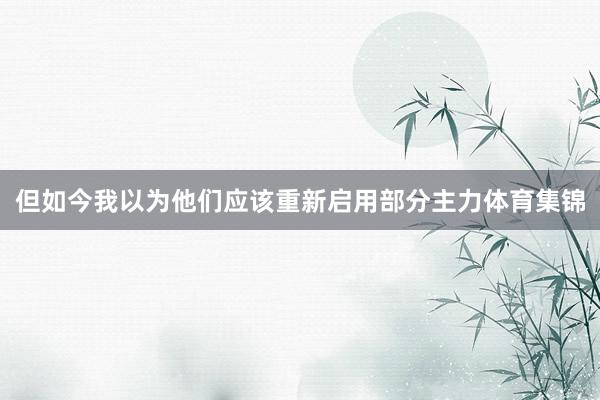 但如今我以为他们应该重新启用部分主力体育集锦