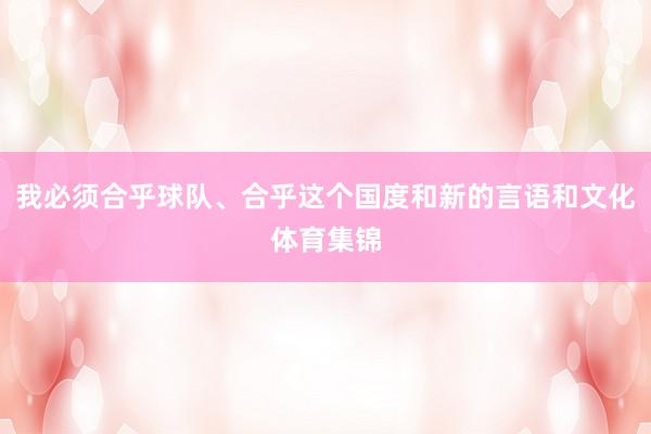 我必须合乎球队、合乎这个国度和新的言语和文化体育集锦