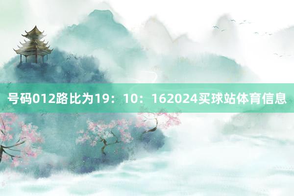 号码012路比为19：10：162024买球站体育信息