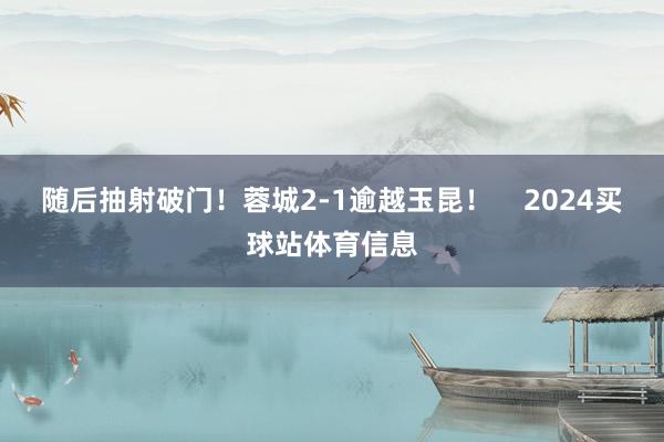 随后抽射破门！蓉城2-1逾越玉昆！    2024买球站体育信息