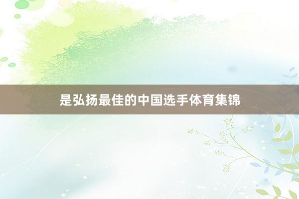 是弘扬最佳的中国选手体育集锦