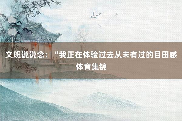 文班说说念：“我正在体验过去从未有过的目田感体育集锦